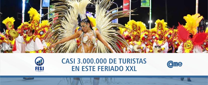 Casi 3.000.000 de turistas por carnaval