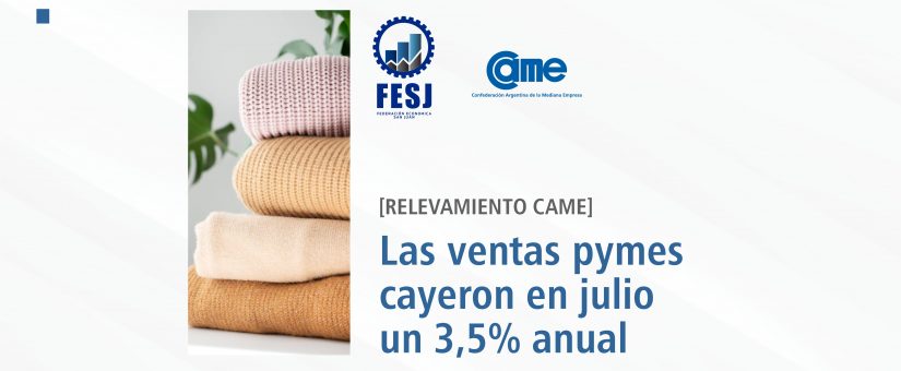 Las ventas cayeron 3,5% anual